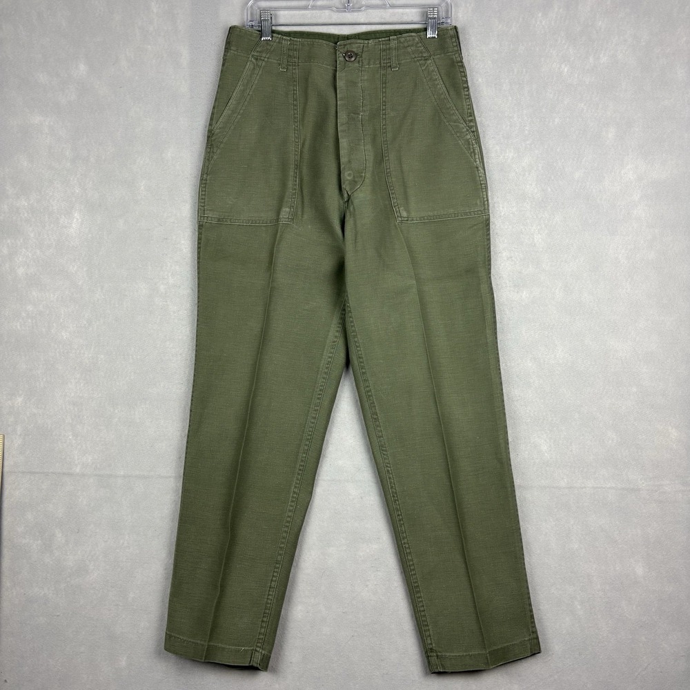 Vintage OG 107 Pants Men’s 32x31 (Fits 30x30) Green Fatigue Sateen Vietnam 1970s
